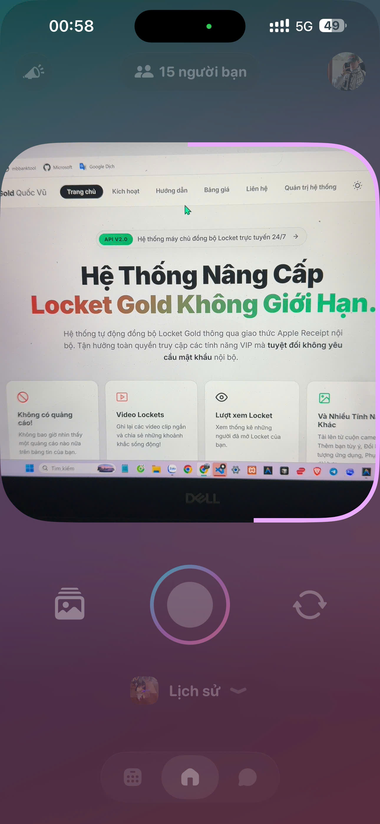 Quay Video trên Locket